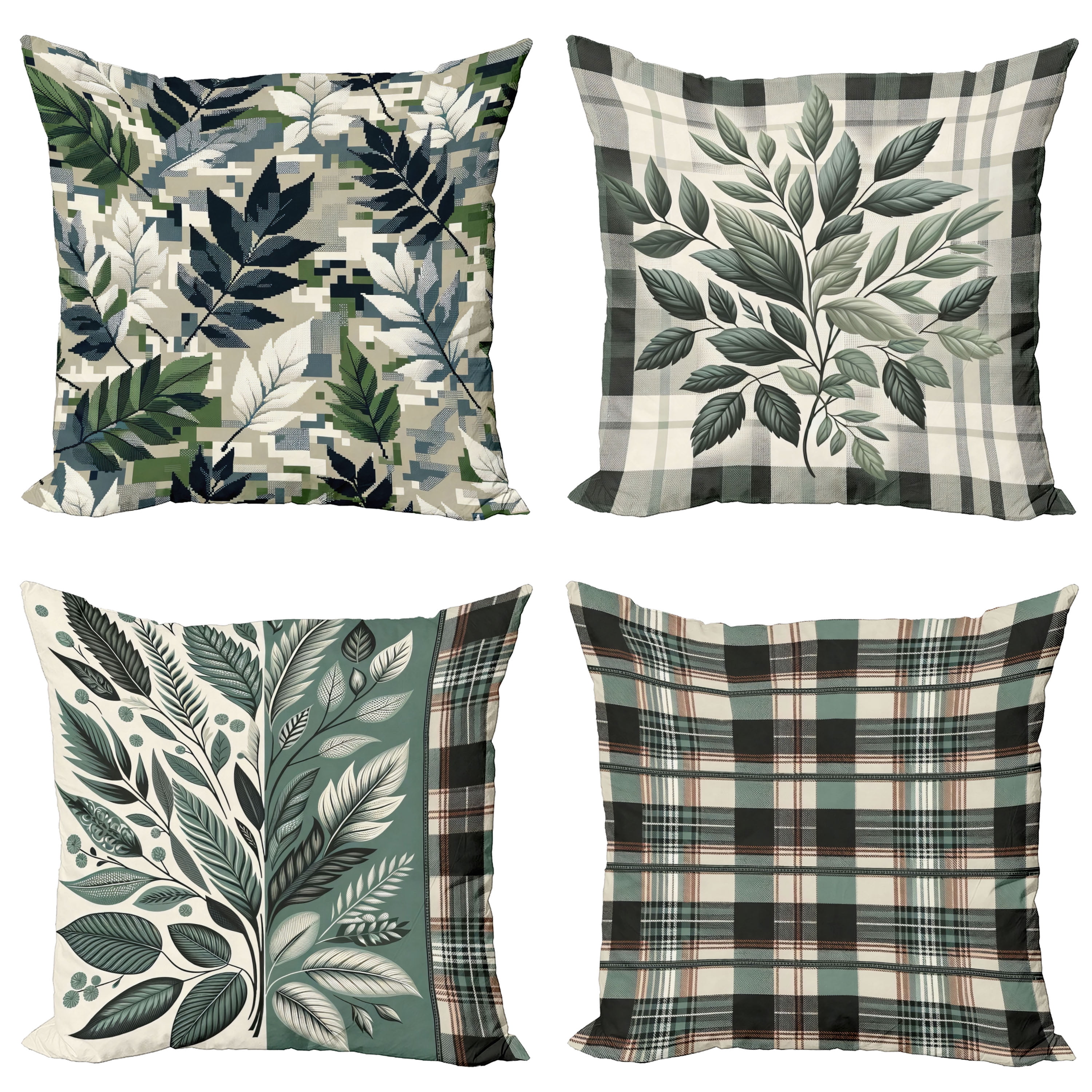 Grey Teal Dark Taupe Microfiber Square Throw Pillow Set
