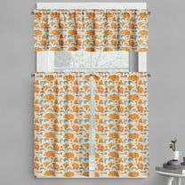 Ambesonne Leaves Valance & Curtain, Modern Floral Design, 55"x24", Orange Blue and Beige