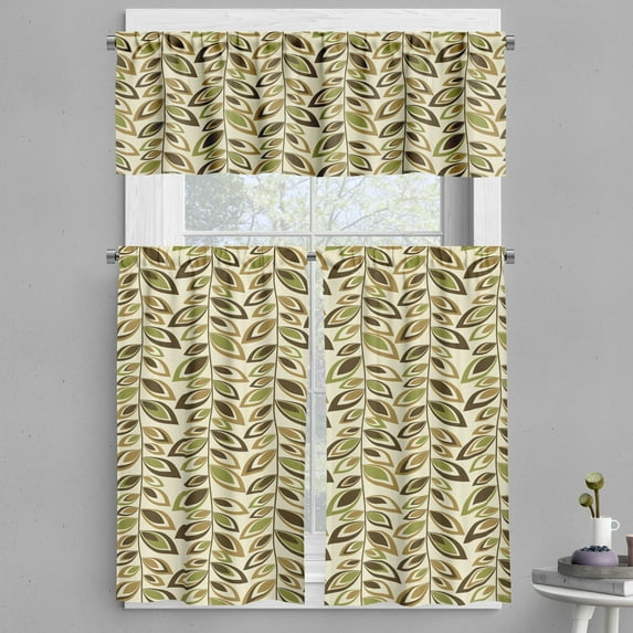 Ambesonne Leaves Valance & Curtain, Retro Autumn Season Foliage, 55"x30", Multicolor
