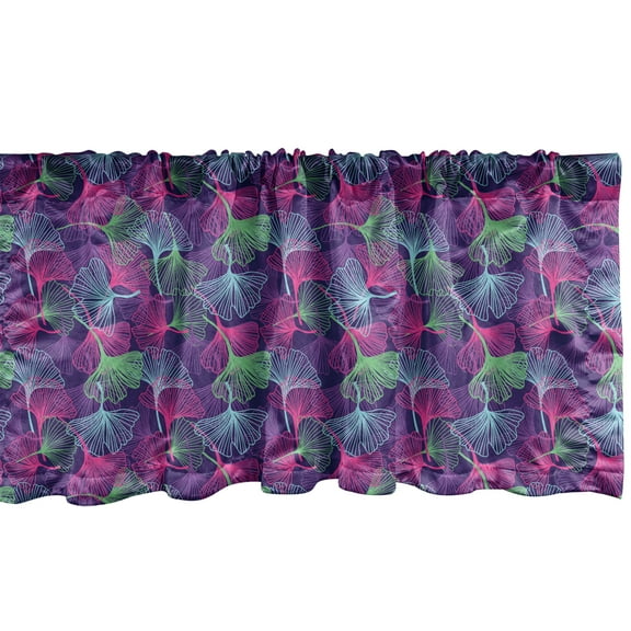 Ambesonne Leaves Valance Pack of 2, Ginkgo Biloba Funky Leaves, 42"X18", Multicolor