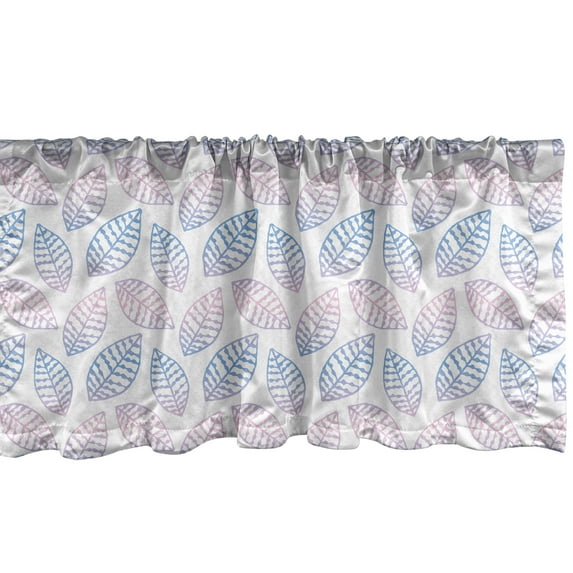 Ambesonne Leaves Window Valance, Abstract Botanical Leaf Designs Pattern, Curtain Valance for Kitchen Bedroom Decor with Rod Pocket, 54" X 12", Baby Pink Ceil Blue