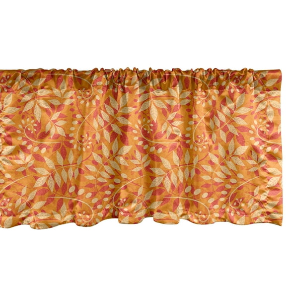 Ambesonne Leaves Window Valance, Abstract Leaf Form Autumn, 54" X 18", Marigold Dark Peach