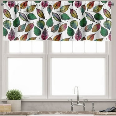 Ambesonne Leaves Window Valance, Abstract Style Leaf Designs, 54" X 12", Multicolor
