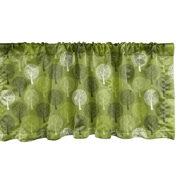 Ambesonne Leaves Window Valance, Abstract Trees Motifs Art, 42" x 18", Olive Green Apple Green