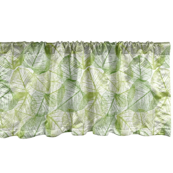 Ambesonne Leaves Window Valance, Botanical Abstract Motifs, 54" X 18", Lime Green Apple Green