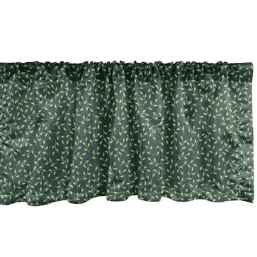 Ambesonne Leaves Window Valance, Continuing Leafy Pattern, 54" X 12", Hunter Green Green