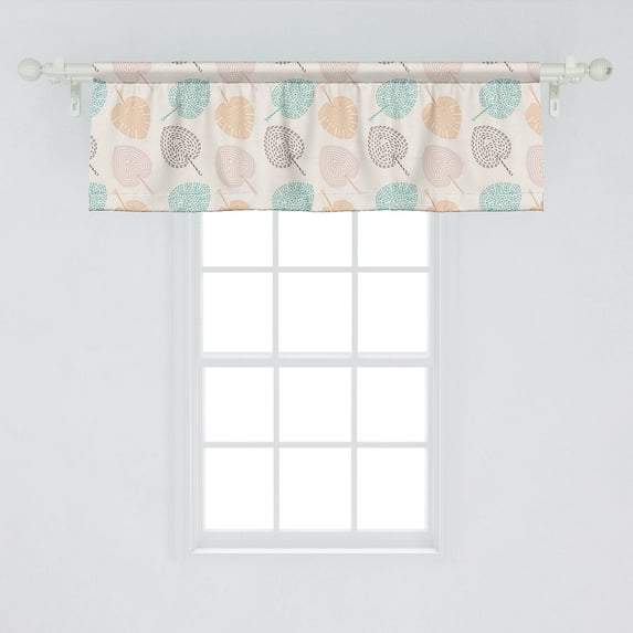 Ambesonne Leaves Window Valance, Exotic Nature Pattern with Abstract Memphis Style Leaf Designs, Curtain Valance for Kitchen Bedroom Decor with Rod Pocket, 54" X 18", Eggshell and Multicolor