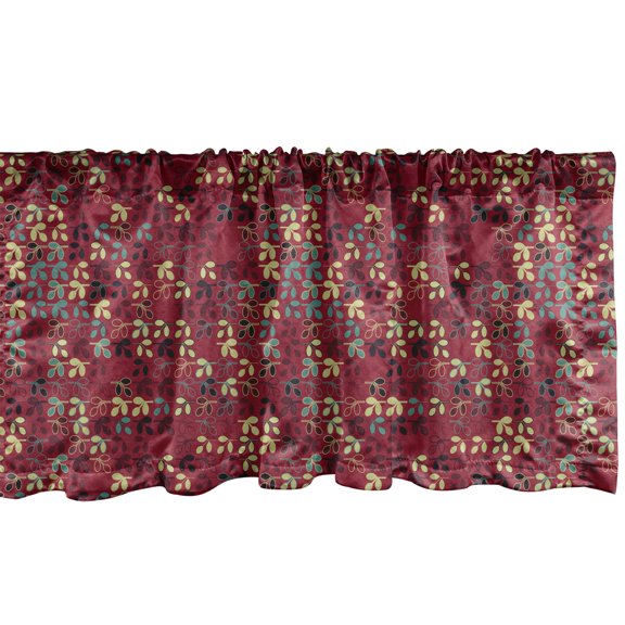Ambesonne Leaves Window Valance, Foliage Silhouette Pattern Abstract Nature Illustration Coming of the Spring Theme, Curtain Valance for Kitchen Bedroom Decor with Rod Pocket, 54" X 18", Multicolor