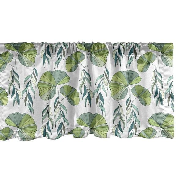 Ambesonne Leaves Window Valance, Foliage Water Lilies, 42" x 18", Green Pale Green