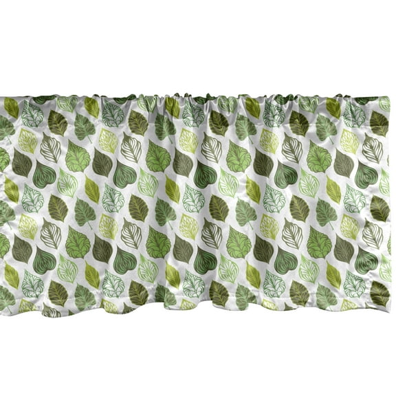 Ambesonne Leaves Window Valance, Greenery Foliage Details, 54" X 12", Green Pale Green