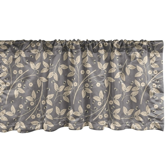 Ambesonne Leaves Window Valance, Ornamental Nature Design, 54" X 18", Taupe and Beige