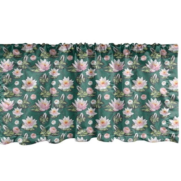 Ambesonne Leaves Window Valance, Petals on the Water, 54" X 18", Laural Green Multicolor