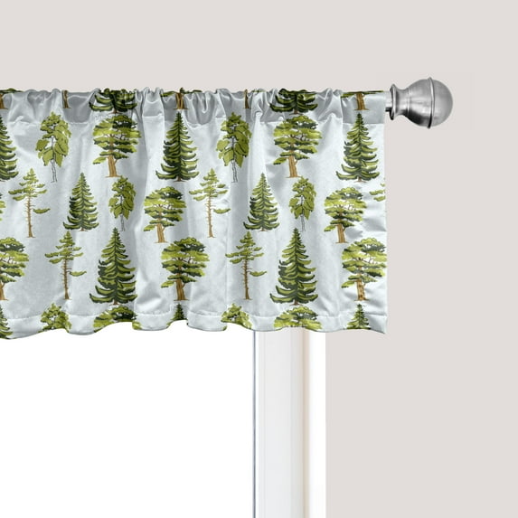 Ambesonne Leaves Window Valance, Spring Season Theme Graphic, 42" x 12", Pale Blue Apple Green