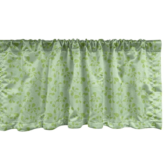 Ambesonne Leaves Window Valance, Summer Leafy Branch Swirls, 42" x 18", Pale Green Lime Green