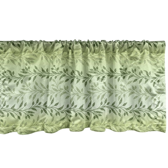Ambesonne Leaves Window Valance, Venetian Inspired Flora, 54" X 18", Green Pale Green