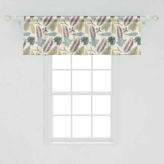 Ambesonne Leaves Window Valance, Vintage Style Foliage Design Hand Drawn Botany Theme Blossoming Nature Motifs Retro, Curtain Valance for Kitchen Bedroom Decor with Rod Pocket, 54" X 18", Multicolor