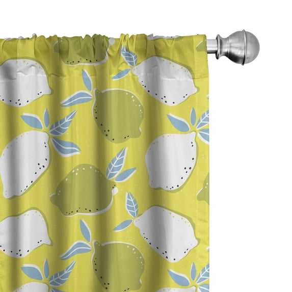Ambesonne Lemon 4-Panel Curtains, Hand Drawn Big Sour, 56"x95", Yellow Khaki