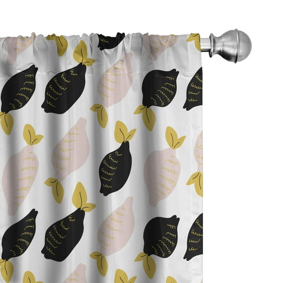 Ambesonne Lemon Curtains, Abstract Colored Citrus Fruit, Pair of 28"x84", White and Multicolor