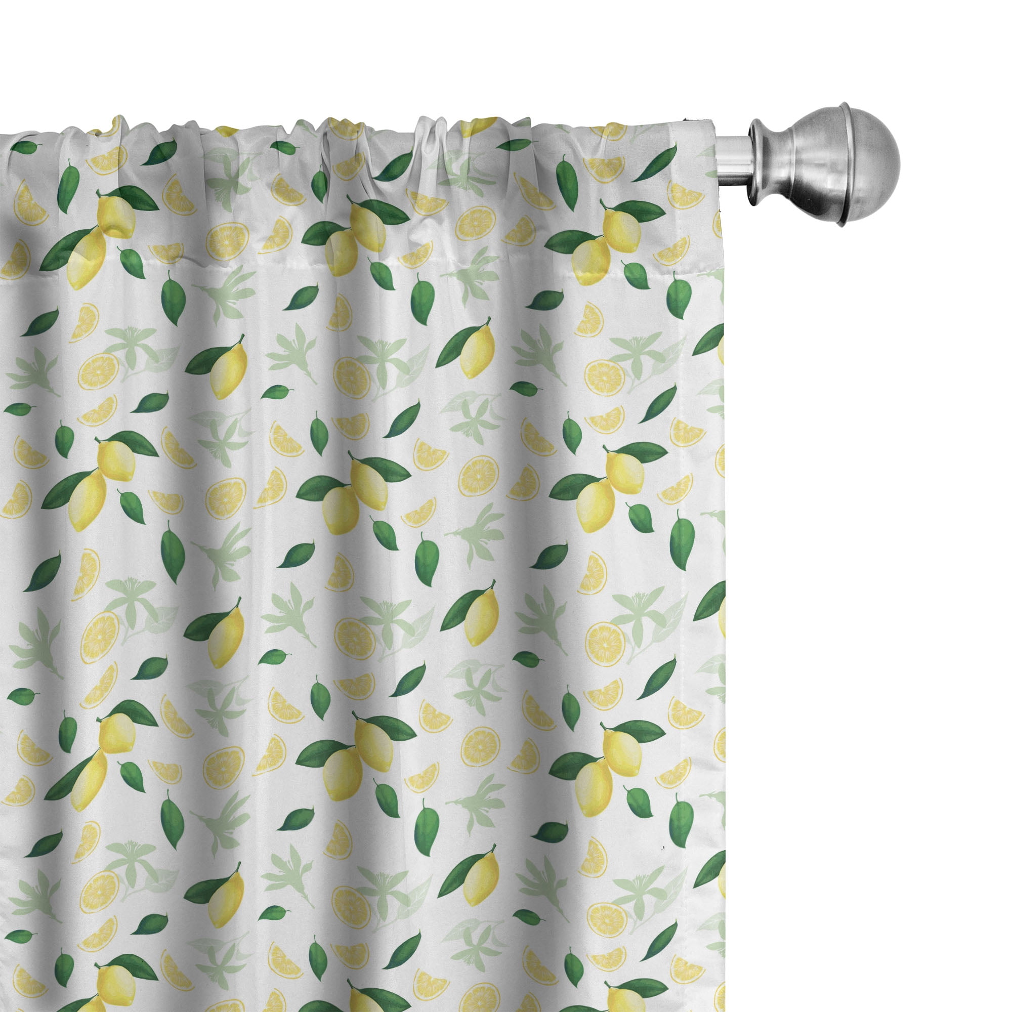 Ambesonne Lemon Curtains, Summer Juicy Slices Branch, Pair of 28