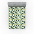 thumbnail image 1 of Ambesonne Lemon Fitted Sheet, Citrus Branches Tree Summer, California King, Cream Teal Marigold, 1 of 5