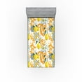 thumbnail image 1 of Ambesonne Lemon Fitted Sheet, Ethno Flowers Citrus Curlicue, Twin Size, Off White Marigold and Yellow, 1 of 5