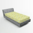 thumbnail image 1 of Ambesonne Lemon Fitted Sheet, Fruit Art Lemons and Leaves, Twin XL Size, Yellow Fern Green, 1 of 3