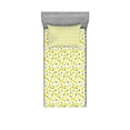 thumbnail image 1 of Ambesonne Lemon Fitted Sheet & Pillow Sham Set, Fruit Art Lemons and Leaves, Twinxl, Yellow Fern Green, 1 of 2