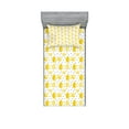 thumbnail image 1 of Ambesonne Lemon Fitted Sheet & Pillow Sham Set, Summer Citrus Fruit Polka Dot, Twinxl, Mustard Charcoal Grey, 1 of 2