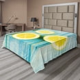thumbnail image 1 of Ambesonne Lemon Flat Sheet, Juicy Slices Wood, California King, Yellow Sky Blue, 1 of 1