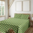 thumbnail image 1 of Ambesonne Lemon Print Fitted & Flat Sheet with Sham 3 Pcs Set, Vintage Citrus Pattern, Twin, Fern Green and Yellow, 1 of 5