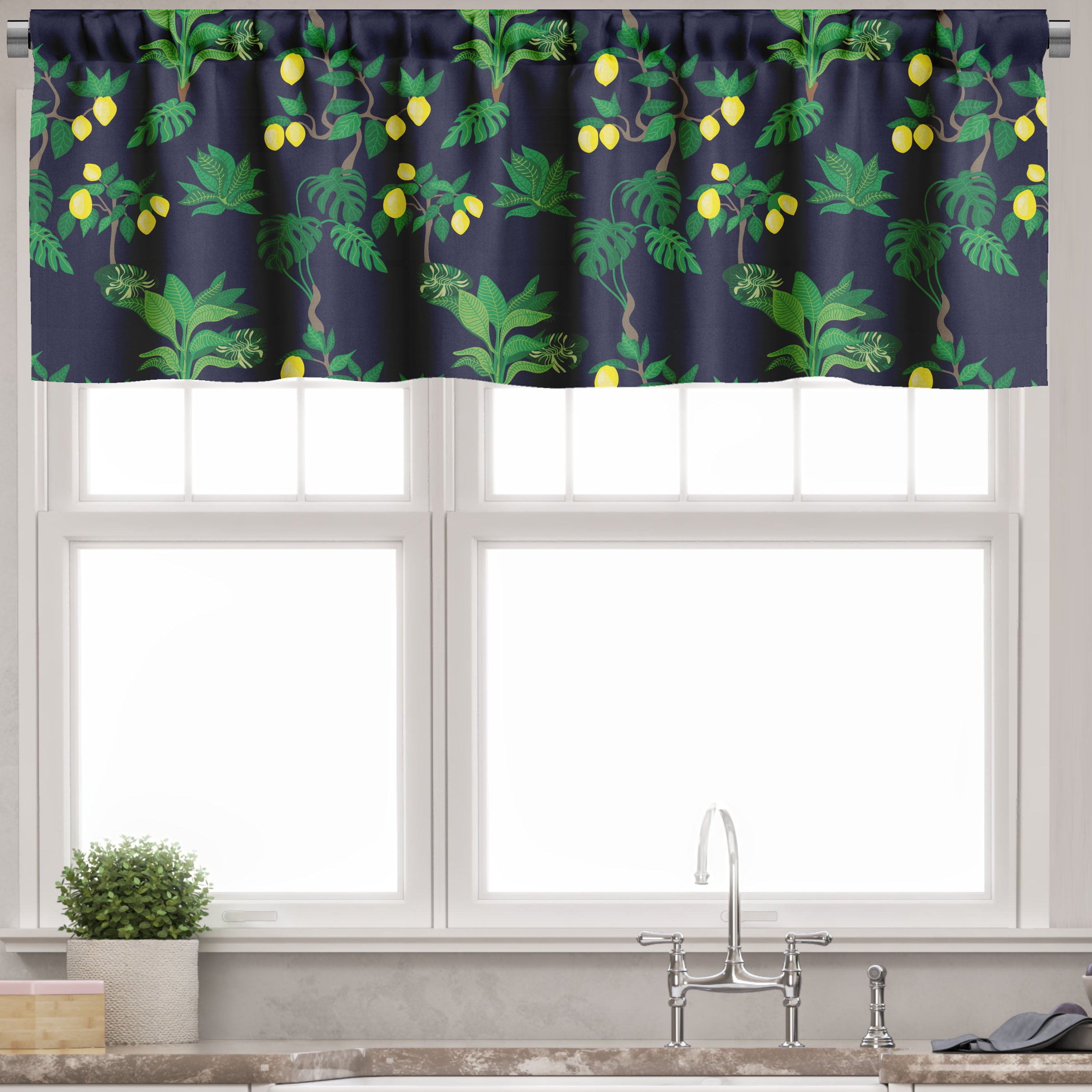 Lemon Tree Multicolor Satin Rod Pocket Valance 42" x 12"
