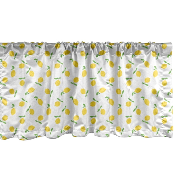 Ambesonne Lemon Window Valance, Summer Pattern with Simple Cartoon Citrus Fruit Repetition, Curtain Valance for Kitchen Bedroom Decor with Rod Pocket, 54" X 18", Mustard Lime Green