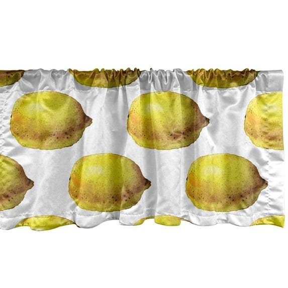 Ambesonne Lemon Window Valance, Watercolor Painting Fruit Art, 54" X 18", Yellow and Earth Yellow