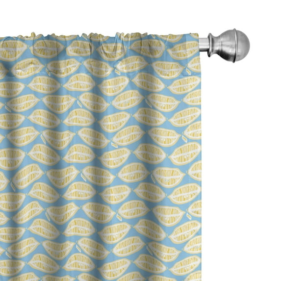 Ambesonne Lemons Curtains, Tropical Repetitive Pattern, Pair of 28"x84", Sky Blue Earth Yellow