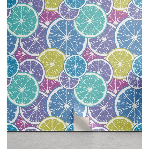 Ambesonne Lemons Peel & Stick Wallpaper for Home, Abstract Colored Citrus Art, 13"x36", Multicolor