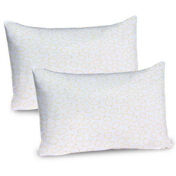 Ambesonne Lemons Pillow Sham 2 Pack, Simple Citrus Cartoon, 26"x20", Pastel Yellow White