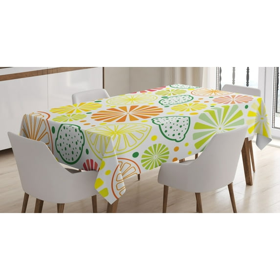 Ambesonne Lemons Tablecloth Rectangular Table Cover, Tropical Clementine, 52"x70", Multicolor