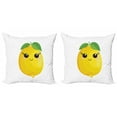 thumbnail image 1 of Ambesonne Lemons Throw Pillow Cover 2 Pack, Simplistic Citrus Kawaii, 18", Lime Green Earth Yellow, 1 of 2