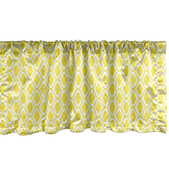Ambesonne Lemons Window Valance, Abstract Lemon Motifs Art, 42" x 12", Mustard White