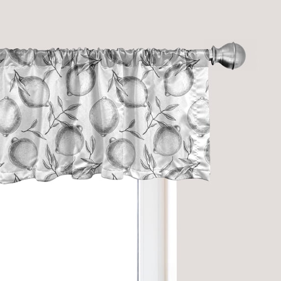 Ambesonne Lemons Window Valance, Monochrome Citrus Fruits, 54" X 18", Grey and White