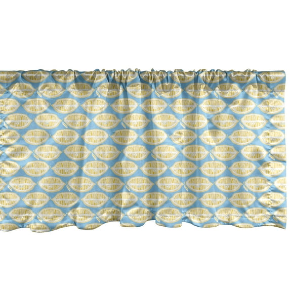 Ambesonne Lemons Window Valance, Tropical Repetitive Pattern, 42" x 12", Sky Blue Earth Yellow