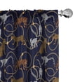 thumbnail image 1 of Ambesonne Lemur Window Curtains, Tiger Leopard Chains Exotic, Each 28" W x 63" L, Apricot Dark Navy Blue, 1 of 4