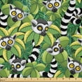 thumbnail image 1 of Ambesonne Lemur Fabric by the Yard Microfiber, Exotic Jungle Monkey Graphic, 10 Yards, Fern Green Dark Grey, 1 of 2