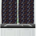 thumbnail image 1 of Ambesonne Lemur Kitchen Curtains, Tiger Leopard Chains Exotic, 55"x45", Apricot Dark Navy Blue, 1 of 1