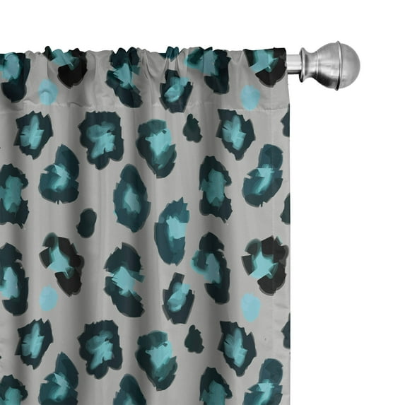 Ambesonne Leopard Window Curtains, Stain Like Motifs Blemishes, Each 28" W x 63" L, Dimgray Teal