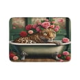 thumbnail image 1 of Ambesonne Leopard Bath Mat, English Roses Wild Animal, 30.2" x 20", Reseda Green and Pink, 1 of 3