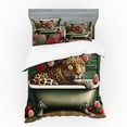 thumbnail image 1 of Ambesonne Leopard Bedding Set 4 Pcs, English Roses Wild Animal, Queen, Reseda Green and Pink, 1 of 2