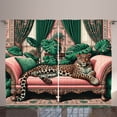 thumbnail image 1 of Ambesonne Leopard Curtains 2 Panel Set, Monsteras Wild Cat Lounge, 108" x 96", Pink and Jade Green, 1 of 3