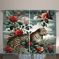 thumbnail image 1 of Ambesonne Leopard Curtains 2 Panel Set, Roses Wild Animal on Clouds, 108" x 84", Grey Teal and Scarlet, 1 of 3