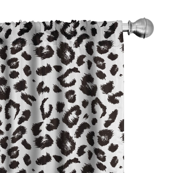 Ambesonne Leopard Curtains, Monochrome Sketchy Print, Pair of 28"x84", Charcoal Grey and White
